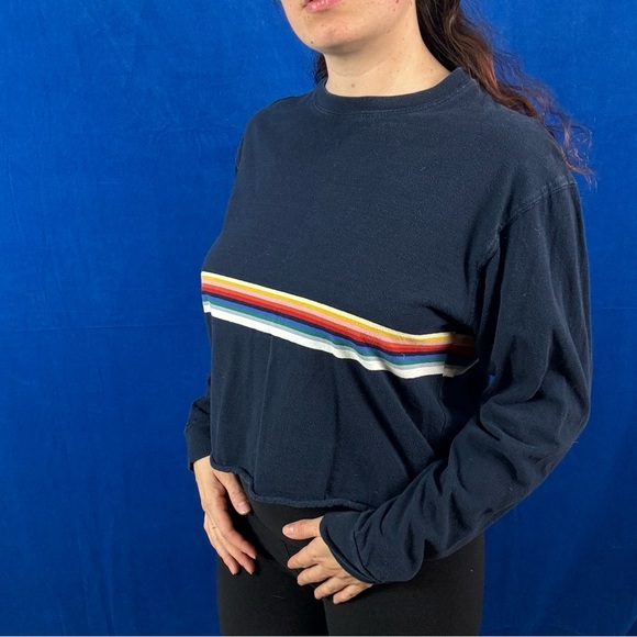 Women's Navy‎ Rainbow Stripe Top - Picture 5 of 6